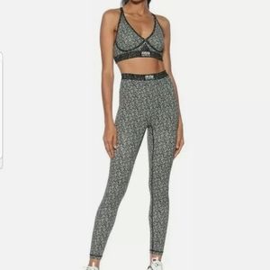 Adam Selman Sport High-Waisted Bonded Active Legging Micro Floral Sz XL-…